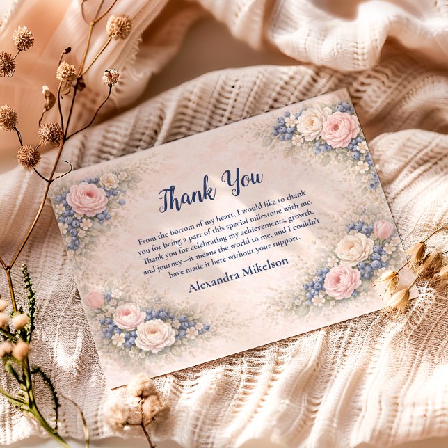 Blueberry Berry First Garden 1st Birthday Thank You Card (Creator Uploaded)