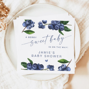 Blueberry Berry Sweet Baby Baby Shower Napkin