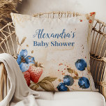 Blueberry Berry sweet baby shower Cushion<br><div class="desc">Add a pop of sweetness to your nursery or baby shower decor with our Blueberry Berry Sweet Throw Pillow. Featuring a charming blueberry design on a soft, plush fabric, this pillow is both adorable and cosy. Whether placed on a rocking chair, sofa, or bed, this pillow adds a playful touch...</div>