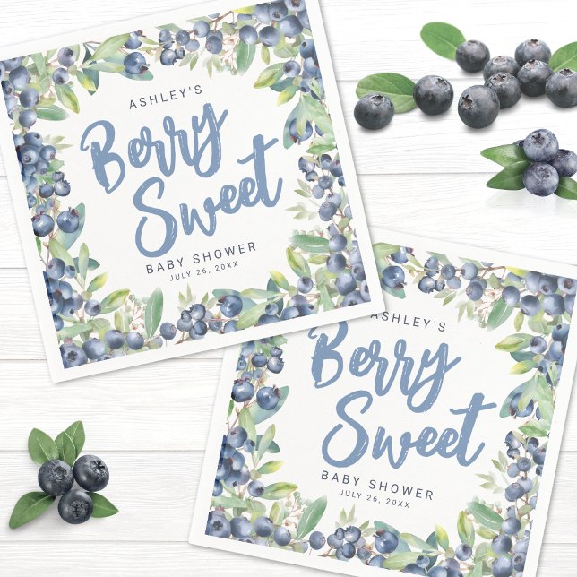 Blueberry Berry Sweet Baby Shower Napkin (Blueberry Berry Sweet Baby Shower Napkins)