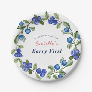 Blueberry berry sweet baby shower paper plate