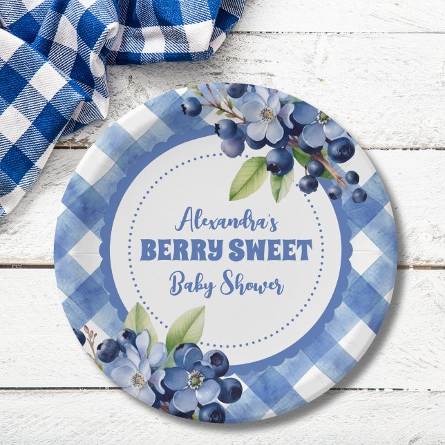 Blueberry Berry Sweet Baby Shower Paper Plate (Creator Uploaded)