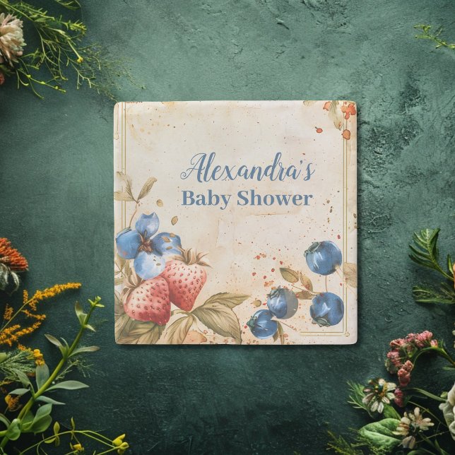 Blueberry Berry sweet baby shower Stone Coaster (Creator Uploaded)