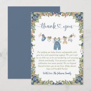 Blueberry Berry Sweet Clothesline Baby Shower Thank You Card