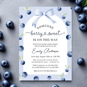 Blueberry Berry Sweet Croquette Bow Baby Shower Invitation