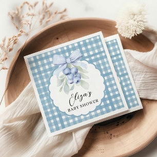 Blueberry Berry Sweet Gingham Baby Shower Napkin