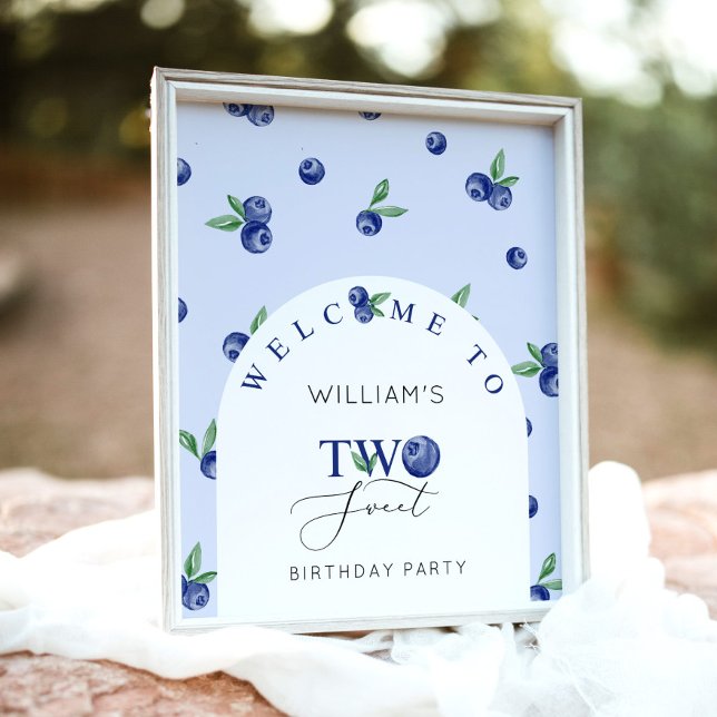 Blueberry berry Two sweet birthday party welcome Poster (Creator Uploaded)