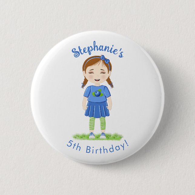 Blueberry Birthday 6 Cm Round Badge (Front)