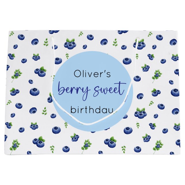 Blueberry Birthday Berry Sweet Large Gift Bag (Front)