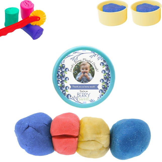 Blueberry Birthday Favour Playdough Lid  Classic Round Sticker (Blueberry Birthday Favor Playdough Lid Classic Round Sticker)
