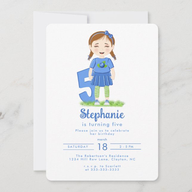 Blueberry Birthday  Invitation (Front)