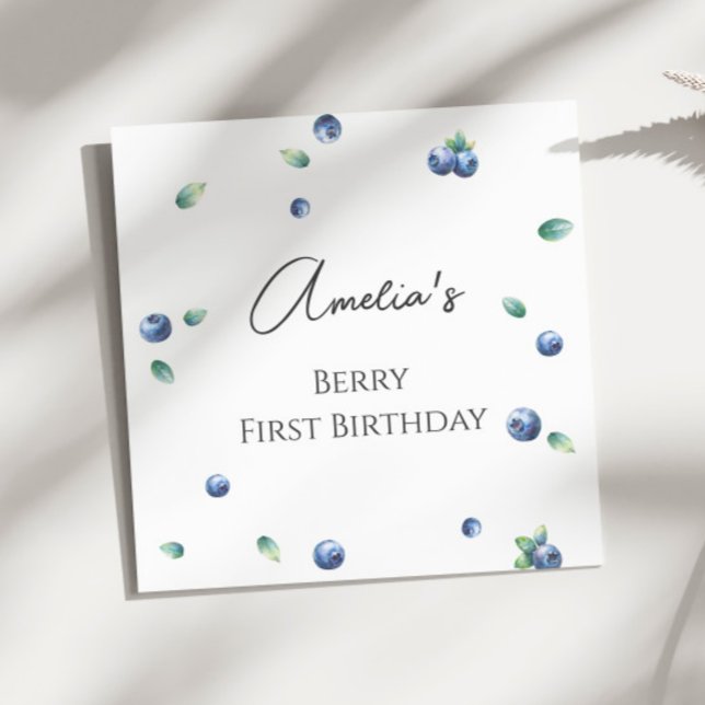 Blueberry Birthday Party Berry Sweet Watercolor Napkin (Creator Uploaded)