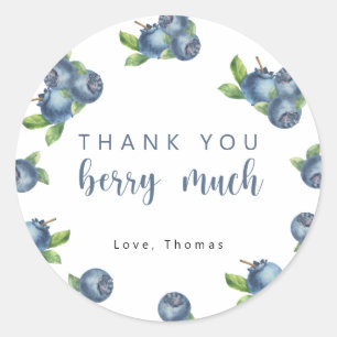 Blueberry birthday party thank you berry much classic round sticker