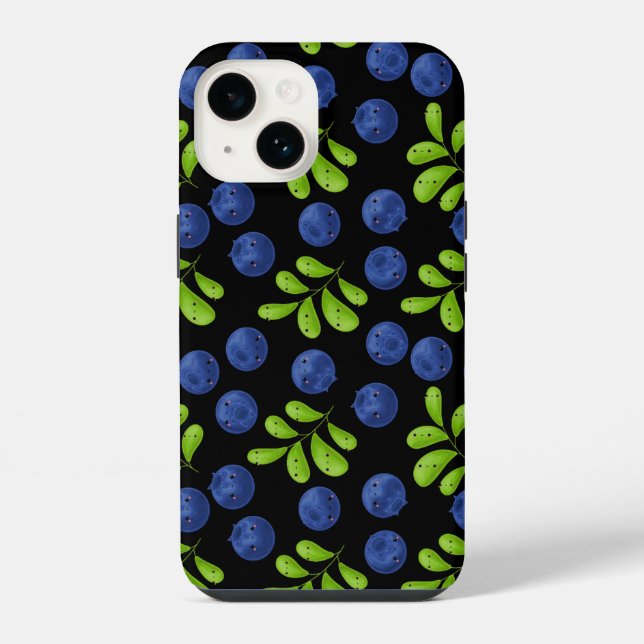 Blueberry Bliss: Fresh Fruit Pattern Design iPhone Case (Back)