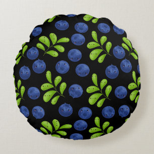Blueberry Bliss: Fresh Fruit Pattern Design Round Cushion