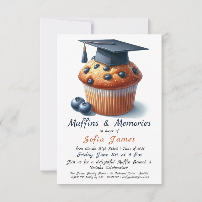 Blueberry Bliss Graduation Brunch Invitation (Front)