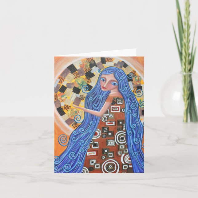 Blueberry Blonde Goddess Blank Card (Front)