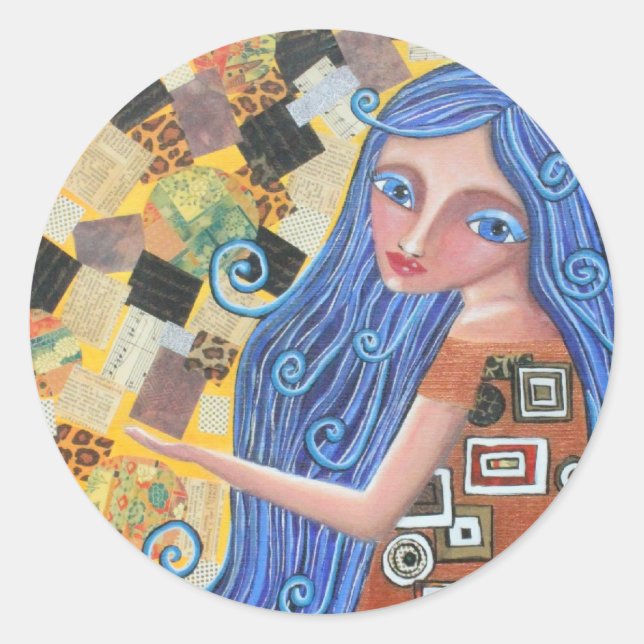 Blueberry Blonde Goddess, Round Sticker (Front)