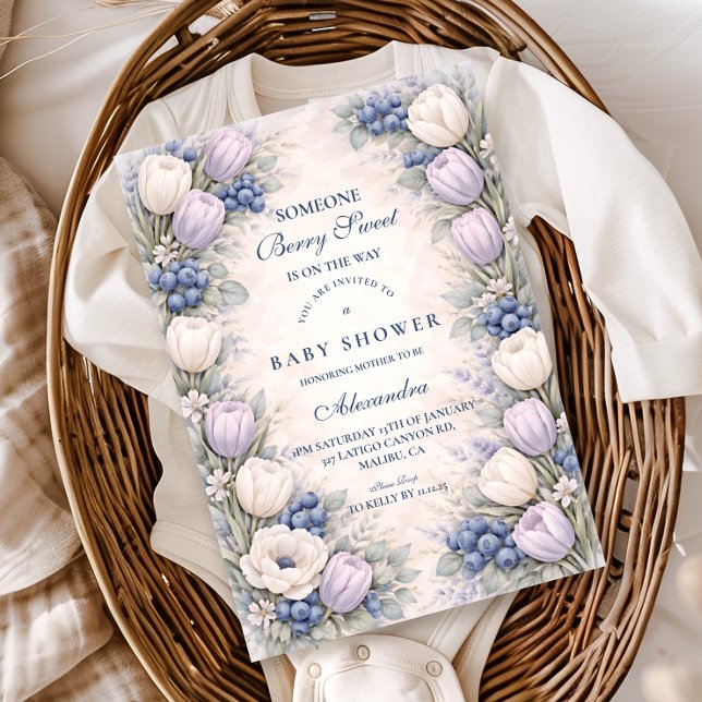 Blueberry Blossom Garden Baby Shower Invitation (Creator Uploaded)