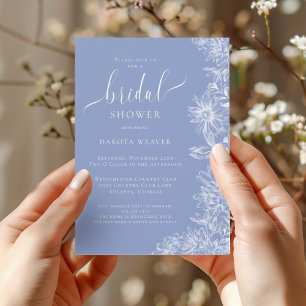 Blueberry Blue Floral Bridal Shower Invitation