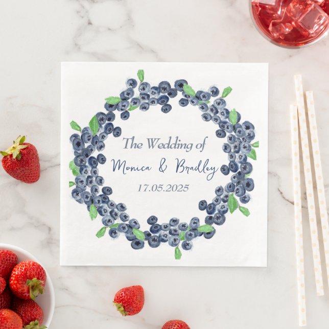 Blueberry Blueberries Fruits Summer Wedding Napkin (Insitu)