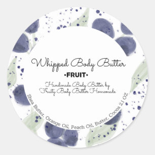 Blueberry Body Butter Bath Branding Packaging Classic Round Sticker