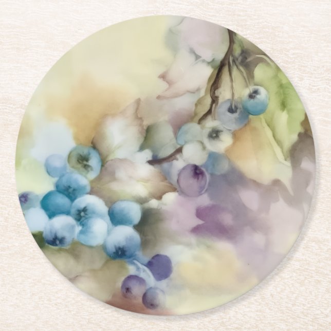 Blueberry Botanical Coaster | Fruit Lover Gift (Front)