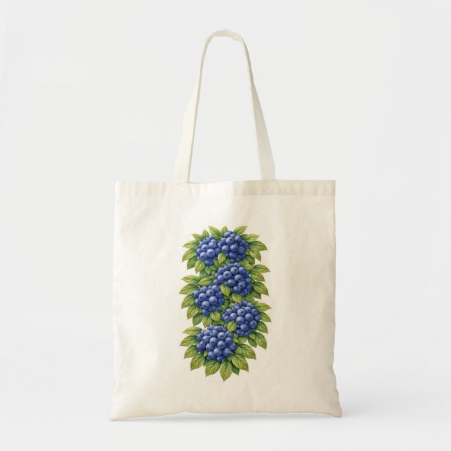 Blueberry Botanical Illustration Tote Bag (Front)