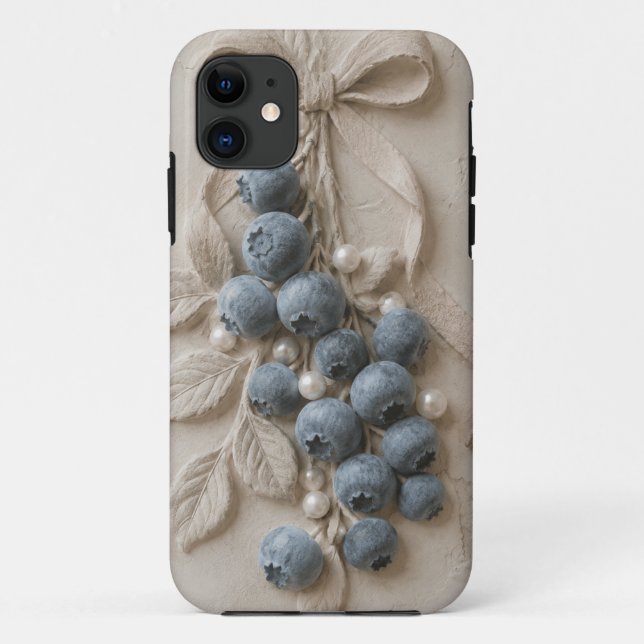 Blueberry Botanical Plaster Relief Wall Art  Case-Mate iPhone Case (Back)