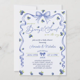 Blueberry Bow Baby Shower Invitation