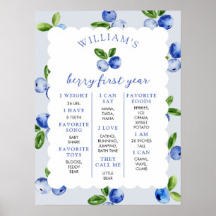 Blueberry Boy 1st Year Milestone Poster