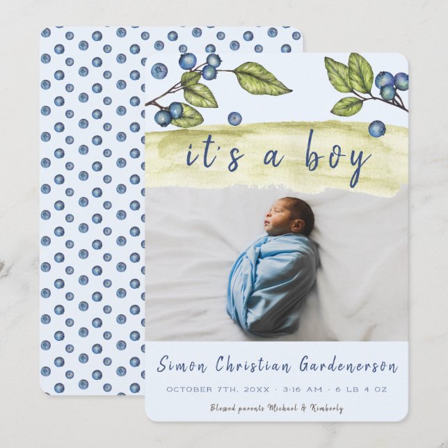 Blueberry Boy Announcement (Front/Back)