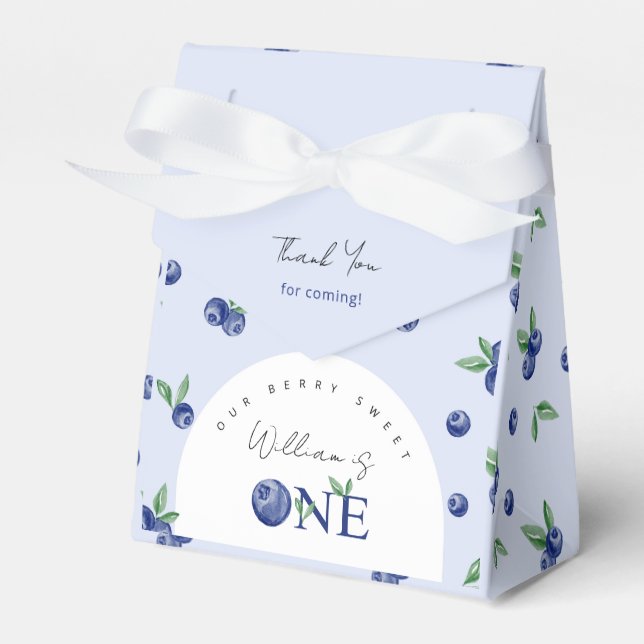 Blueberry boy berry first birthday party Favour Bo Favour Box (Front Side)