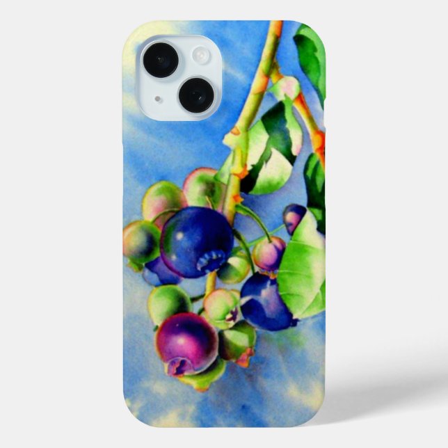 Blueberry branch, watercolor painting Case-Mate iPhone case (Back)
