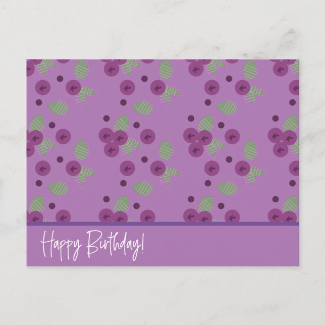 Blueberry Bunch Greenery Fruit Pattern Postcard (Front)