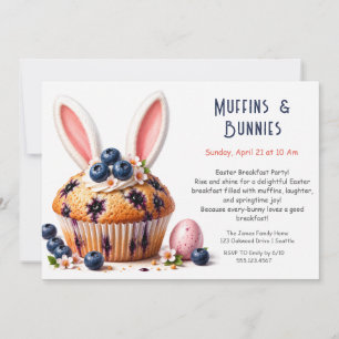 Blueberry Bunny Muffin Easter Breakfast Party Invitation