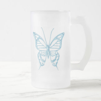 Blueberry Butterfly Mug..! Frosted Glass Beer Mug