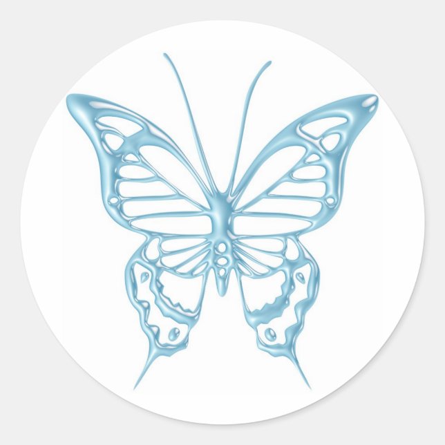 Blueberry Butterfly Stickers..! Classic Round Sticker (Front)