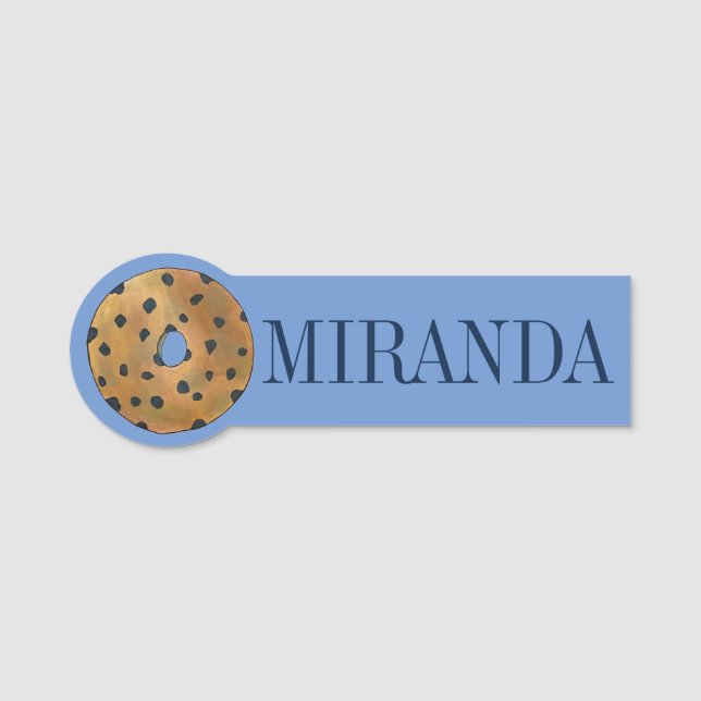 Blueberry Cake Doughnut Doughnut Breakfast Food Name Tag (Front)