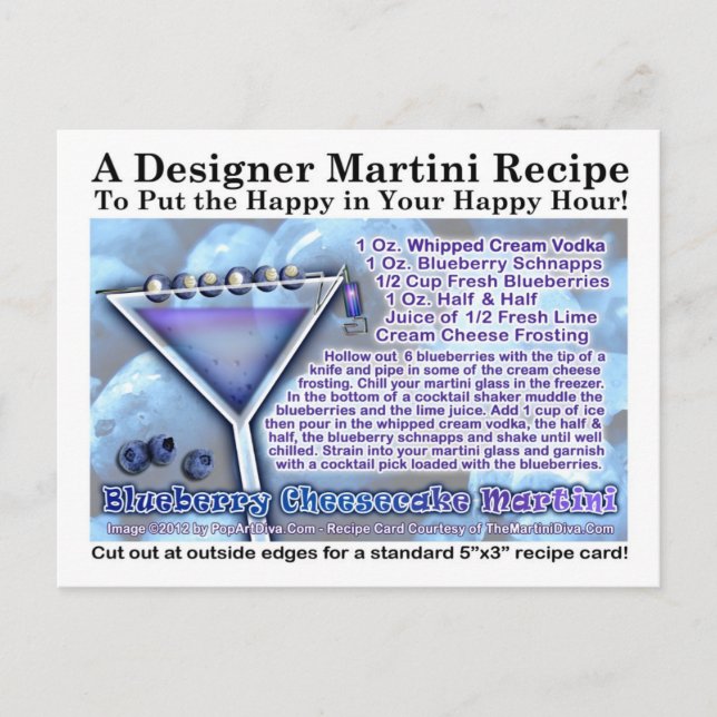 Blueberry Cheesecake Martini Recipe Postcard (Front)