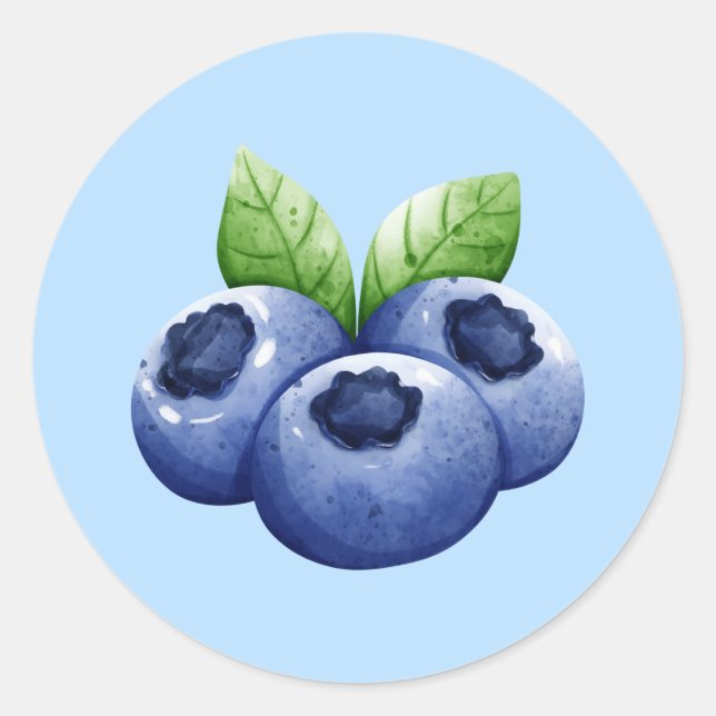 Blueberry Classic Round Sticker (Front)