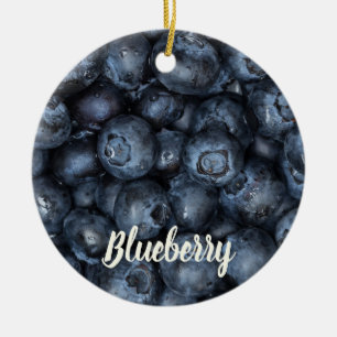 Blueberry Close Up Detail for Vegans Ceramic Tree Decoration
