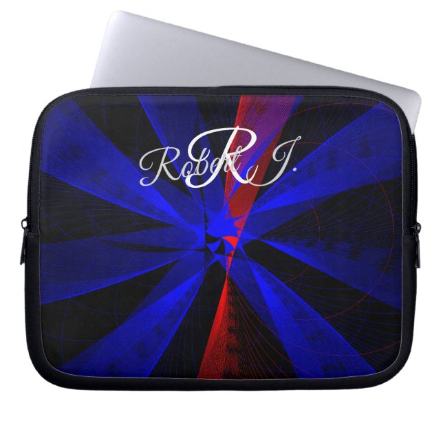 Blueberry Color Abstract Geometric Electronics Bag (Front)