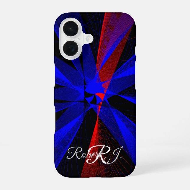 Blueberry Color Abstract Geometric iPhone 16 Case (Back)