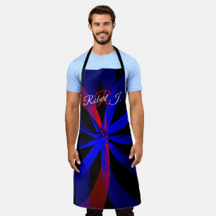Blueberry Color Center Geometric Print Apron