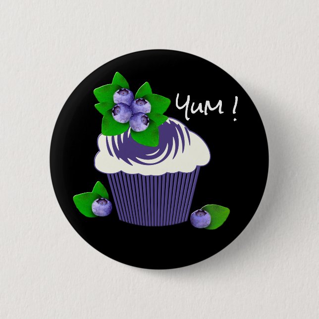 Blueberry Cupcake Yum! 6 Cm Round Badge (Front)