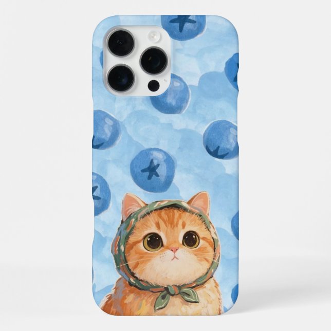 Blueberry Cute Cat Phone Case Kawaii Kitten  (Back)