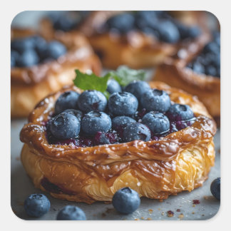 Blueberry Danish Pastry Square Sticker