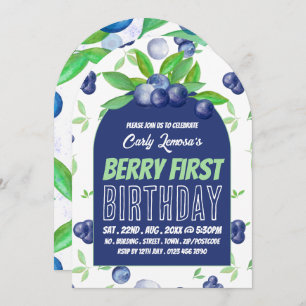 Blueberry Design, Berry First Birthday Invitation