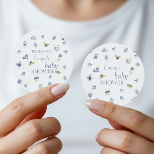 Blueberry Dessert Baby Shower Watercolor  Classic Round Sticker